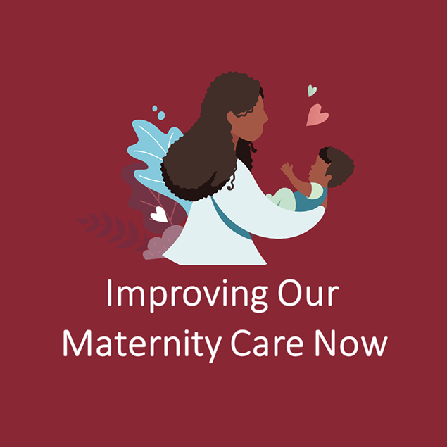 Illustration of a woman in a white medical coat holding a baby